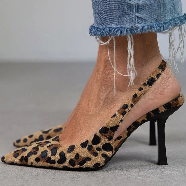 Maria | Pointed Toe Leopard Print Heels