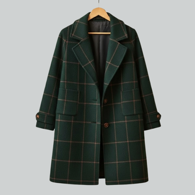 Women's Retro Lapel Plaid Tweed Coat