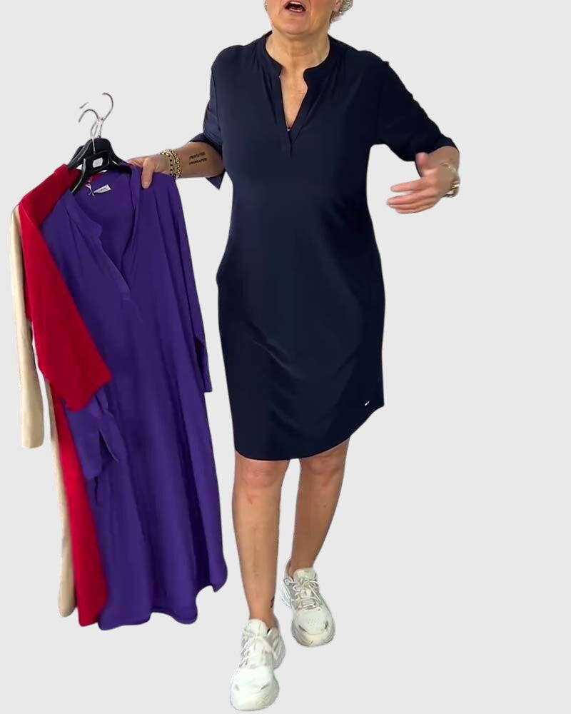 Katherine | Solid V|Neck Dress