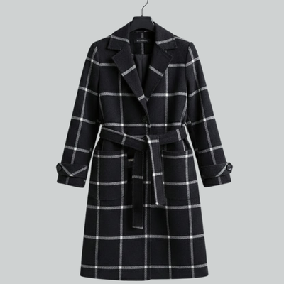 Women's Retro Lapel Plaid Tweed Coat