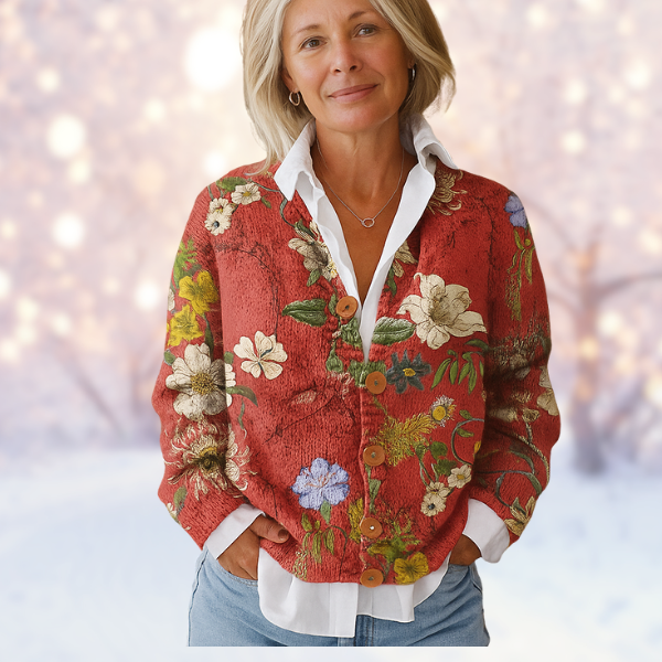 Lisa | Women's Floral Art Print Buttoned Cardigan
