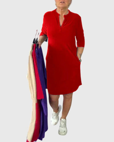 Katherine | Solid V|Neck Dress