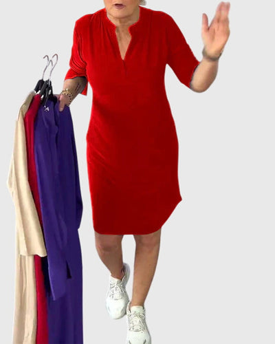 Katherine | Solid V|Neck Dress