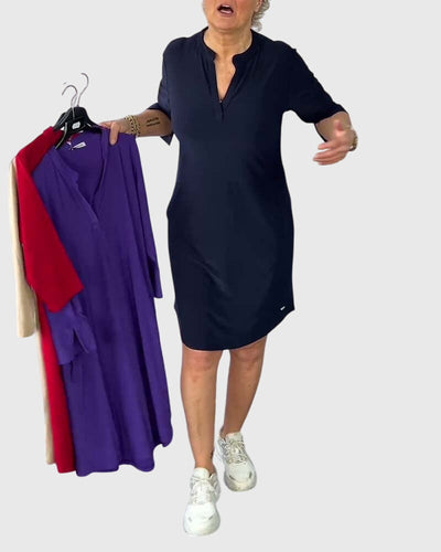 Katherine | Solid V|Neck Dress