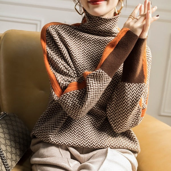 Anna | Herringbone Luxe Turtleneck