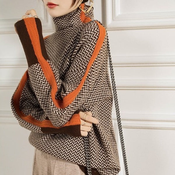 Anna | Herringbone Luxe Turtleneck
