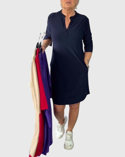 Katherine | Solid V|Neck Dress